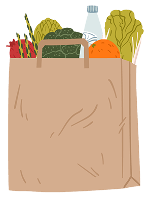 Bag of groceries illustration.